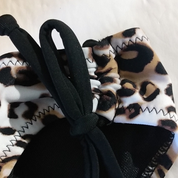 SHEKINI WHITE CHEETAH HI-CUT STRING TIE BIKINI BOTTOMS SIZE EXTRA SMALL NWOT - Picture 6 of 8
